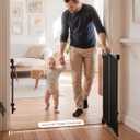 Babelio Removable & No Bottom Bar Baby Gate, 35.5-55" Hardware Mounted (Drill Needed)| Wide Walk-Thru| Auto-Close Safety Dog/Pet Gate for Stairs & Doorways (Black, 35.5-55" W, 30" H)
