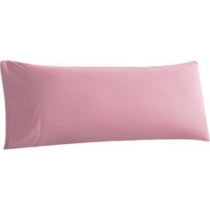 WhatsBedding Body Pillow Cover, Ultra Soft Microfiber Pillowcases, Breathable Long Pillow Case, Envelope Closure - Pink (20x54 inch)