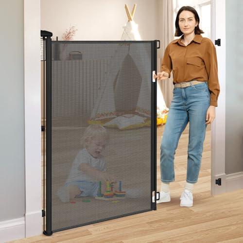 52” Tall X 55” Wide Retractable Baby Gates for Doorways Retractable Dog Gate Indoor Anti-Scratch Doggie Gates for Indoors Extra Tall Pet Gate Outdoor Prevent Kids and Pets from Jumping Over, Black 52” Tall X 55” Wide Retractable Baby Gates for Doorways Retractable Dog Gate Indoor Anti-Scratch Doggie Gates for Indoors Extra Tall Pet Gate Outdoor Prevent Kids and Pets from Jumping Over, Black