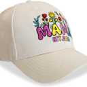Embroidered Mama Hat for Women, for Mom, Boy Mama Girl Mama Adjustable Washed Cotton Baseball Cap (One Size, Flower Mama 2025)