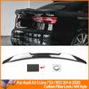 Rear Trunk Spoiler Compatible with Audi 2014-2020 A3 S3 RS3, High Kick M4 Style Duckbill Spoiler Fits for 14-20 Sedan 4 Door, Exterior Spoiler Wing Lip (Carbon Fiber Pattern)