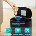 BestOffice | 13 Gallon Trash Can with Lid | Automatic Touchless Garbage Can | Odor Control | Modern Oval Design | Easy to Clean | Plastic | Black | Fits Any Kitchen, Bathroom, Office or Home