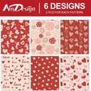 12 Sheet Vintage Valentine's Day Wrapping Paper Red Pink Heart Gift Wrap Art Paper for Wedding Anniversary Birthday Mother's Day, Folded Flat, 19.7 x 27.6 Inch