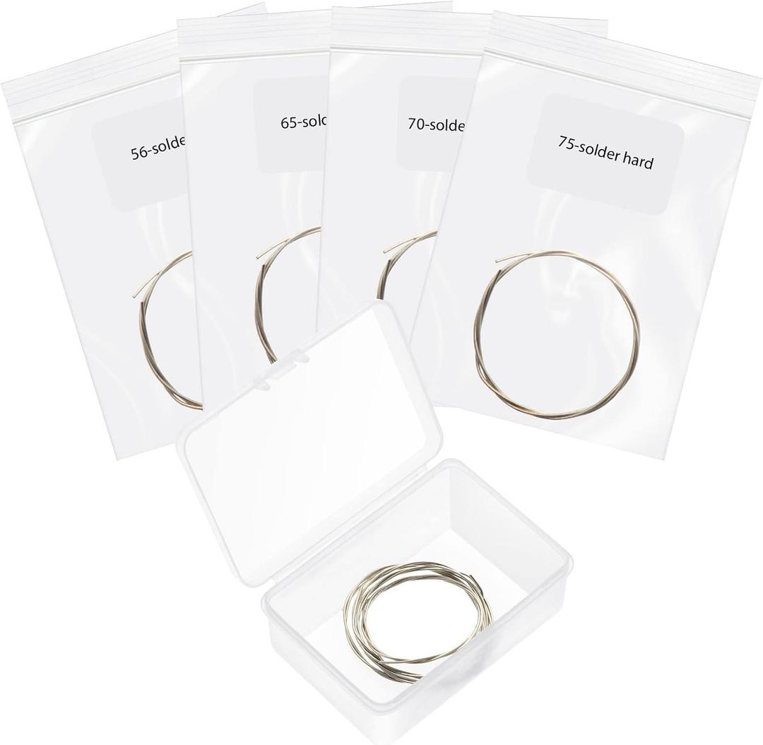 Shimeyao 4 Pieces Silver Solder Wire 4 Types Soldering Wire for Jewelry Making Repair Electronics 26 Gauge Silver Welding Tools Accessories, Easy Soft, Soft, Medium, Hard