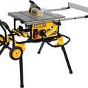DEWALT Table Saw 10 Inch with Foldable Rolling Table Saw Stand, 15 Amp, 4800 RPM, 32-1/2-Inch Rip Capacity (DWE7491RS)