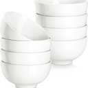 MALACASA Small White Bowls Set of 8, 10 Oz Ice Cream Bowls - Little Ceramic Bowls for Bouillon,Side Dishes, Dessert, Oatmeal, Fruit, Portion Control - Dishwasher & Microwave Safe.
