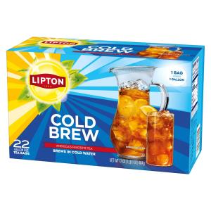 Lipton Cold Brew Iced Tea Bags, Gallon Size Zero Calories, Easy-To-Make with no boiling needed, 22 Total Tea Bags (EXP 01/20/27)