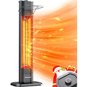 VAGKRI Outdoor Infrared Heater, 1500W 36inch Electric Heater with 3 Heating Levels, Tip-Over & Overheat Protection, IPX5 Waterproof Tower Space Heater for Patio Backyard Garage Restaurant Home VAGKRI Outdoor Infrared Heater, 1500W 36inch Electric Heater with 3 Heating Levels, Tip-Over & Overheat Protection, IPX5 Waterproof Tower Space Heater for Patio Backyard Garage Restaurant Home