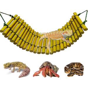 Bearded Dragon Tank Accessories, Reptile Climbing Hammock Bridge, Lizard Lounger Bamboo Ladder, Reptile Tank Accessories for Habitat, 18 x6 in