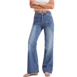 EMMIOL Flare Jeans for Women High Waisted Bootcut Jeans for Women Stretchy Denim Bell Bottom Pants Y2K School Outfits