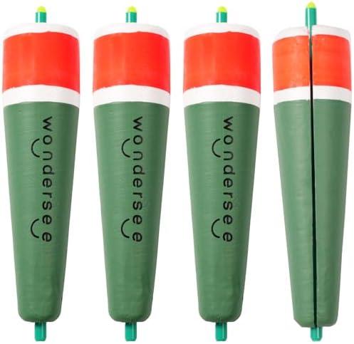 wondersee Fishing Floats Weighted Slotted Peg Popping Floats Slip Bobbers, Pack of 4