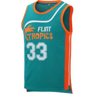 Flint Tropics Jersey Moon #33 Basketball Jerseys,90S Hip Hop Jersey S-XXXL (Green)
