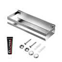 Rustproof Metal Storage Floating Shelves Wall Mounted Rectangular Shelf for Bedroom,Bathroom, Living Room, Kitchen, and Laundry Room,Nail-Free Wall-Mounted Shelves11.8 Inch Silver