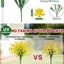 TURNMEON 12 Bundles Artificial Flowers for Outdoors Summer Decor, Realistic UV Resistant Fake Plants Faux Plastic Flowers for Outside Planter Home Gardens Porch Yards Spring Cemetery Decor(Yellow)