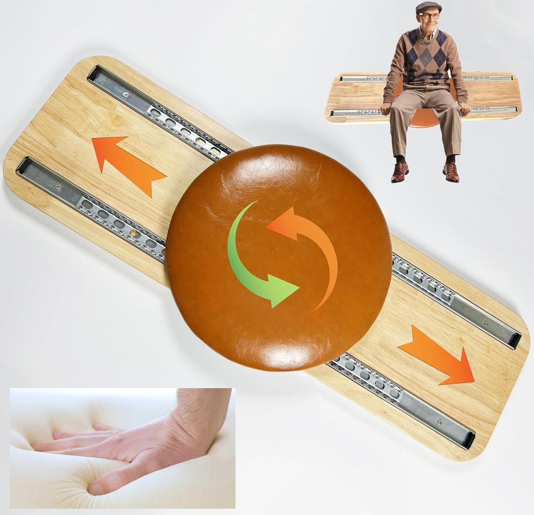 Transfer Board with Soft seat-Patient Slide Assist Device for Transferring Patient Elderly,and Disabled from Wheelchair to Bed,Toilet,Bathtub,Car Wooden Sliding Boards Platform (Brown)1