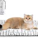 Petace Self Warming Cat Bed, 24" x 18" Ultra Soft Cat Dog Pet Heating Pad for Indoor Outdoor, Non-Slip Heated Cat Mat Thermal Blanket (White)