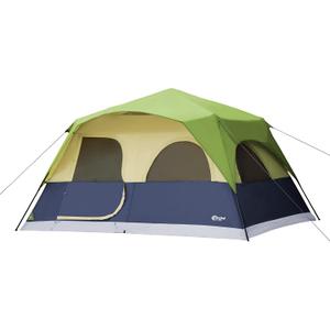 Portal 8 Person Instant Tent for Camping, Large Water Resistant Cabin Family Tent Easy Setup with 5 Large Mesh Windows, Rainfly, Carry Bag
