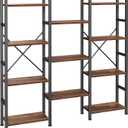 Huuger 4 Tier Bookshelf, 55'' Tall Bookcase, 11 Open Shelves, Rustic Brown