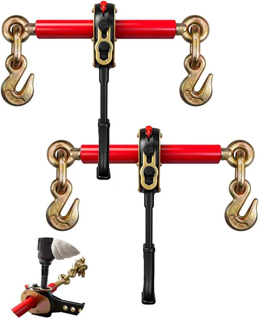 Impact Wrench Ratchet Binders (2-Pack) - for 5/16" & 3/8" Chain, 5400 lbs WLL | Heavy-Duty Cargo Tie-Down & Load Securement
