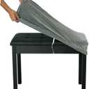 SINOSSO Soft Velvet Piano Bench Cover, (20"- 26.5") L x (11.8"- 15.7") W Rectangle Stretch Washable Stool Upholstered Protector Slipcover, (S, Dark Grey)