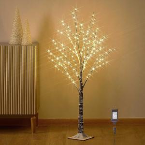 Hairui Lighted Snow Dusted Twig Tree with 200 LED Fairy Lights 4FT for Indoor Outdoor Home Thanksgiving Christmas Holiday Decoration