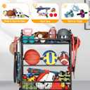 EXTCCT Basketball Rack, Rolling Basketball Shooting Training Stand,Sports Equipment Storage with Wheels, Four-Layer Organizer Holder with Two Basket for Basketballs Footballs Volleyball, 13"D x 36"W x 38"H