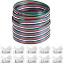 Flutesan 10 Packs Solderless LED Strip Connector, Transparent Track Lighting Connectors, Wire Strip Lights, 16.4 Feet LED Strip for LED Pin Connector (Simple Style,5 Pin, 10 mm)