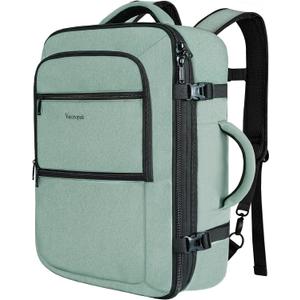 Vancropak Travel Bag, Large 40L Carry on Backpack Airline Approved Expandable Suitcase Daypack, Water Resistant Travel Backpack Overnight Lightweight Luggage Weekender Bag for Flight Men Women, Cyan (Green)