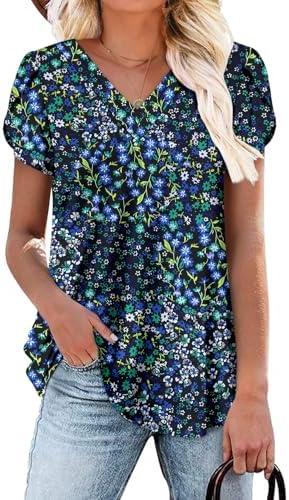 ONLYSHE Womens Tops Short Sleeve Tunics Blouse Spring Summer Casual V Neck Tshirts XXL