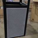 Alpine Outdoor Commercial Trash Can with Lid - 40 Gallon Heavy Duty Metal Garbage Can with Removable Bin, Locking Lid for a Modern Look in Parks, Malls, Parkings & High Traffic Areas (Black & Grey)