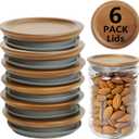 6 Pcs Wooden Lids for Regular Mouth Mason Jar, Inner diameter 2.13in, Regular Mouth Jar Lids Made Of Acacia Wood for Mason Jars With Airtight Silicone Seal, For Storing Items(Brown, Excluding Jars)