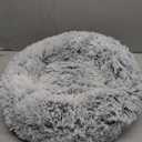 JOLLYVOGUE Calming Small Dog & Cat Bed for Indoor Cats - 20 inches Washable Donut Bed for Kittens & Puppies, Anti-Anxiety Round Fluffy Plush Pet Beds (Fits up to 15 lbs, Grey) (01 - Smoke Grey)