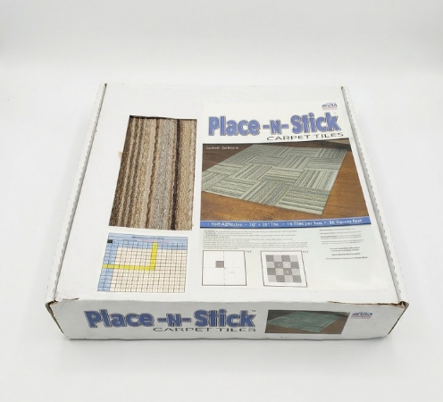 Place-N-Stick self-adhesive carpet tiles, Carnival- Earthtone 18"×18" Tile 36SF