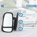Left Driver Side Mirror Compatible with 2014-2026 Ram Promaster 1500/2500/3500 with Power Glass Heated with Temperature Sensor turn signal light manual folding Replace 5VE99JXWAD(8+2Pins)
