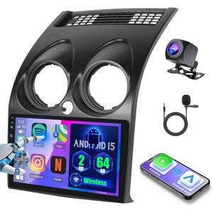 [2G+64G] for Nissan Rogue Sport Qashqai 2006-2016,Android 15 Car Radio Stereo, Wireless Carplay Android Auto, 9 inch Touch Screen Radio Bluetooth DSP 5G WiFi GPS FM RDS+Free AHD Backup Cam