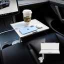 Car Table & Car Desk Tray for Round Cup Holder, 360 Rotating & Foldable Design, Easy Install, Car Accessories Compatible with Tesla