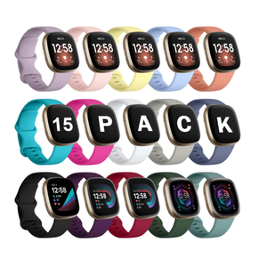 GEAK 15 Pack Compatible with Fitbit Versa 3 Bands/Versa 4 Bands/Fitbit Sense 2/Sense Bands,Soft Replacement Waterproof Sport Watch Strap Wristband for Fitbit Versa 3 Bands for Women Men Small