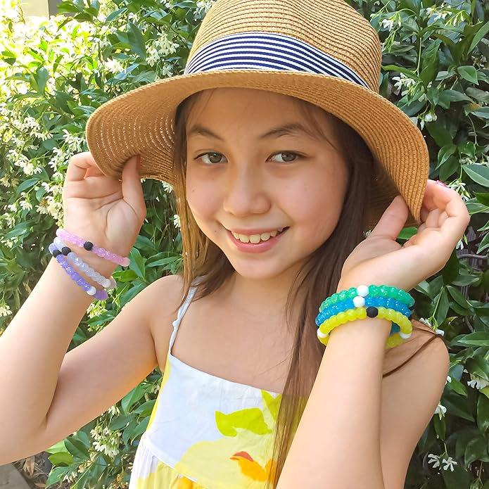 FROG SAC 8 Beaded Bracelets for Girls, Silicone Bracelet Pack for Kids, Cute Bead Bracelets, VSCO Girl Birthday Party Favors for Teens