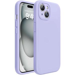 Miracase Compatible with iPhone 15 Case, [Soft Anti-Scratch Microfiber Lining], Liquid Silicone Case Gel Rubber Shockproof Drop Protection Phone Case for iPhone 15, Light Purple