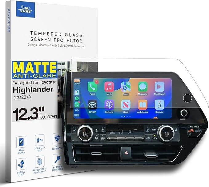 INNOSURE Tempered Glass Screen Protector for 2023/2024/2025 Toyota Highlander Limited/Platinum 12.3" Touchscreen Anti Glare (Matte)