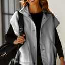 Sherpa Vest Women Oversized Sleeveless Fleece Fuzzy Jacket Winter Zip Up Gilet Outerwear with Pockets (Gray, L)
