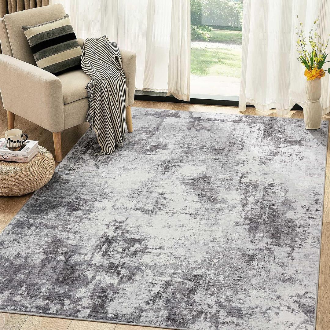 Washable 7x9 Area Rugs for Living Room: Abstract Modern Home Decor Rug