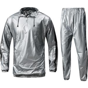 MulYeeh Sauna Suit Sweat Suit Gym Fitness Workout Anti-Rip Lightweight Upgrade Materials Plus Size Suit for Men Women (Small, Silver)