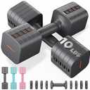 FEIERDUN 5-in-1 Adjustable Dumbbell Set of 2, 20LBS/10LBS Hand Weights for Women, 1s-Adjust Dual-Stable Dumbbell Set for Women Home Gym & Outdoor