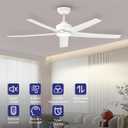 ocioc Ceiling Fans with Lights, 52 inch White Ceiling Fan with Light and Remote Control, 3CCT, Quiet DC Motor, 5 Blades Modern Ceiling Fan for Living Room Indoor/Covered Outdoor