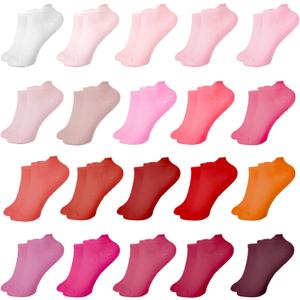 20 Pairs Womens Ankle Socks Low Cut Athletic Running Sports Colorful Short Socks with Tab (One Size, Pink)