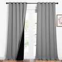 NICETOWN Total Shade Curtains and Draperies, Heavy-Duty Full Light Shading Drapes with Black Liner Backing for Villa/Hall/Dorm Window（Silver Grey, Package of 3 Panels, 62 inches Wide x 95 inches Long