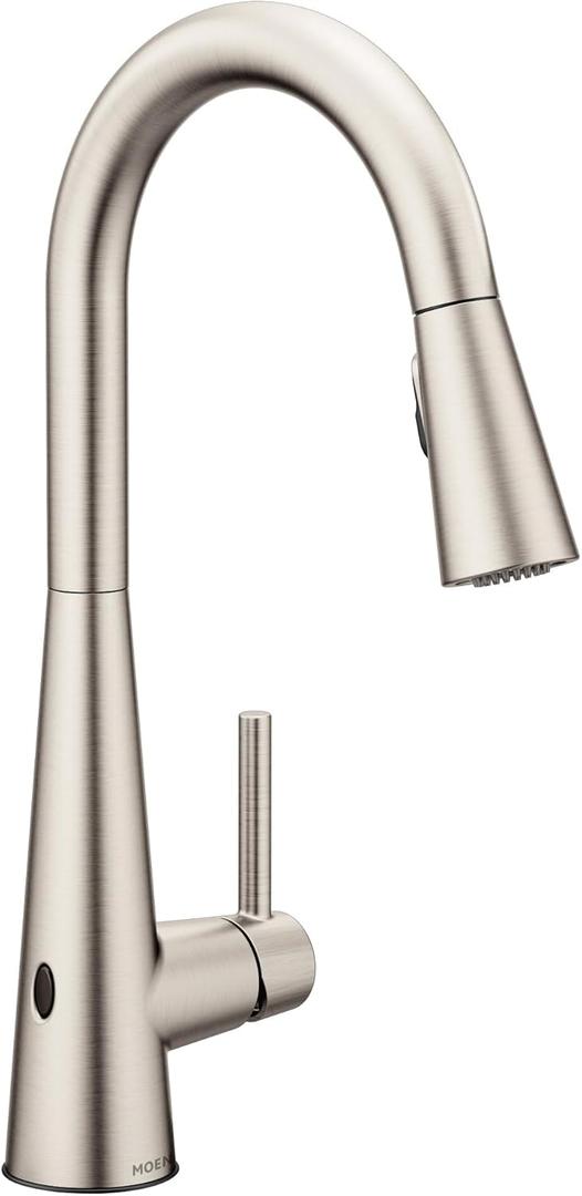 Moen Sleek Spot Resist Stainless Motionsense Wave Sensor Touchless One-Handle High Arc Pulldown Modern Kitchen Faucet Featuring Power Clean, 7864EWSRS