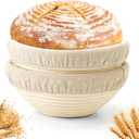 Bread Proofing Baskets Set of 2 9 inch Round Dough Proofing Bowls W/Liners Perfect for Home Sourdough Bakers Baking (9Inch, Round)