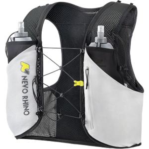 N NEVO RHINO 5L Running Vest for Men & Women - Hydration Vest with Dual 500ml Soft Flasks,Adjustable Chest Straps,Lightweight Water Backpack for Trail Running,Marathon,Hiking,Race (Medium, Black)